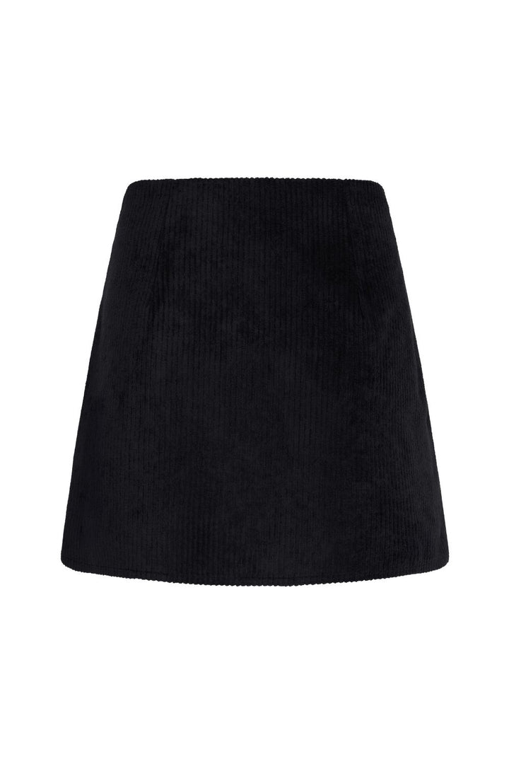 Fitilli Kadife Mini Etek Siyah