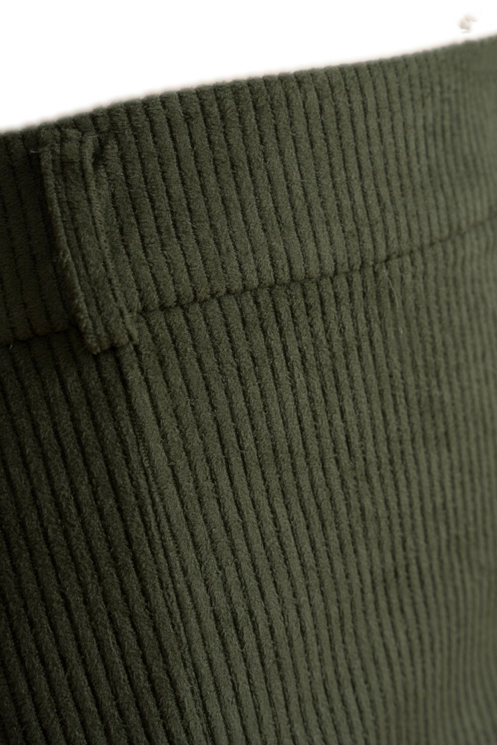 Fitilli Kadife Mini Haki Yeşil Etek