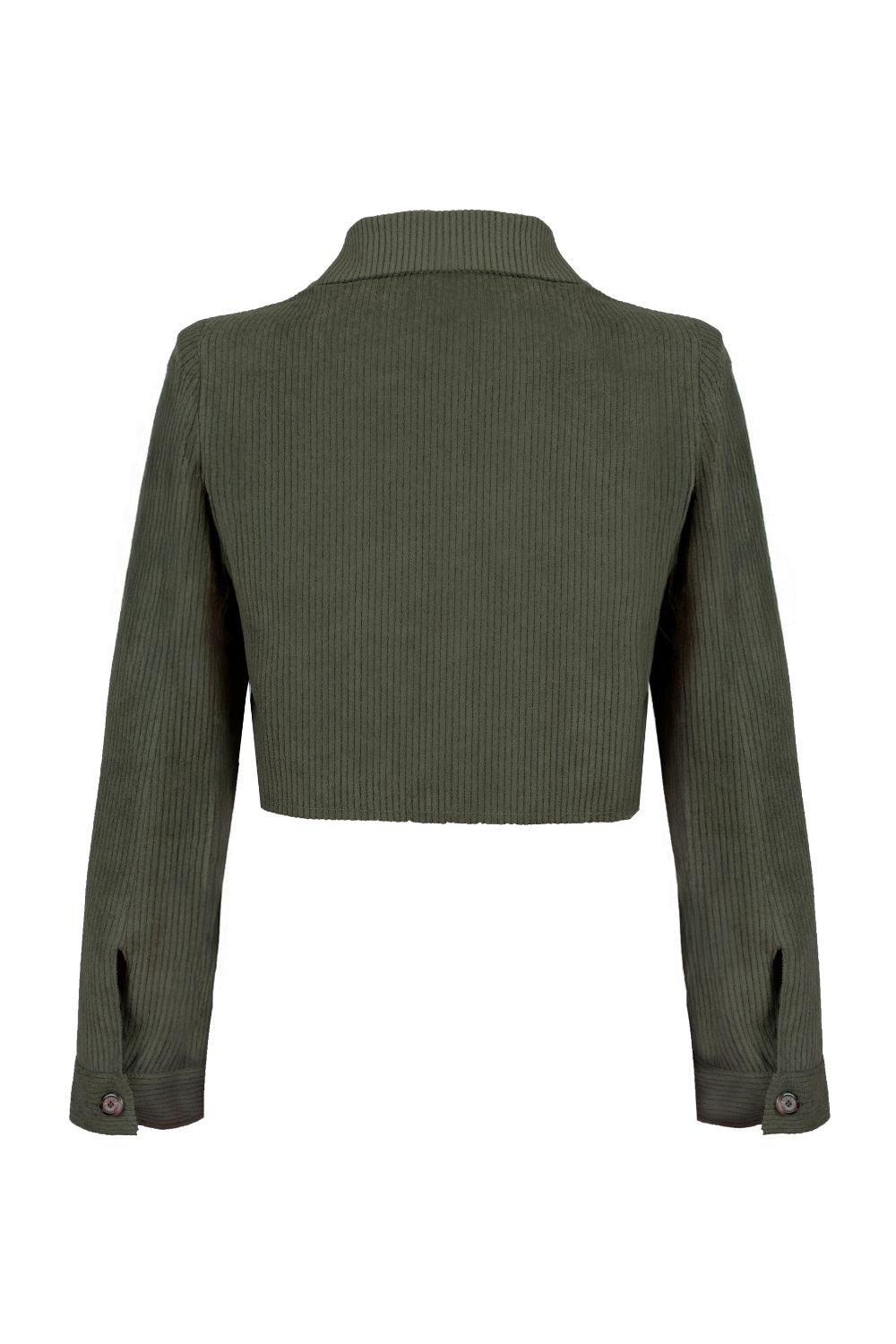 Kadife Crop Ceket Haki