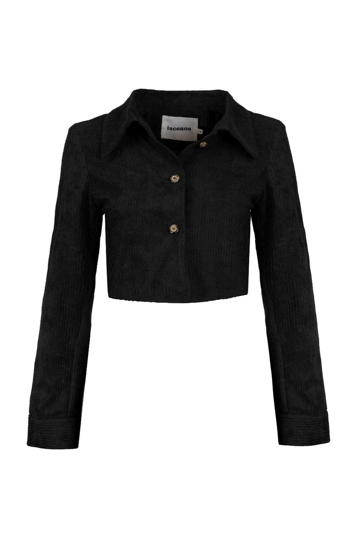 Kadife Crop Ceket Siyah