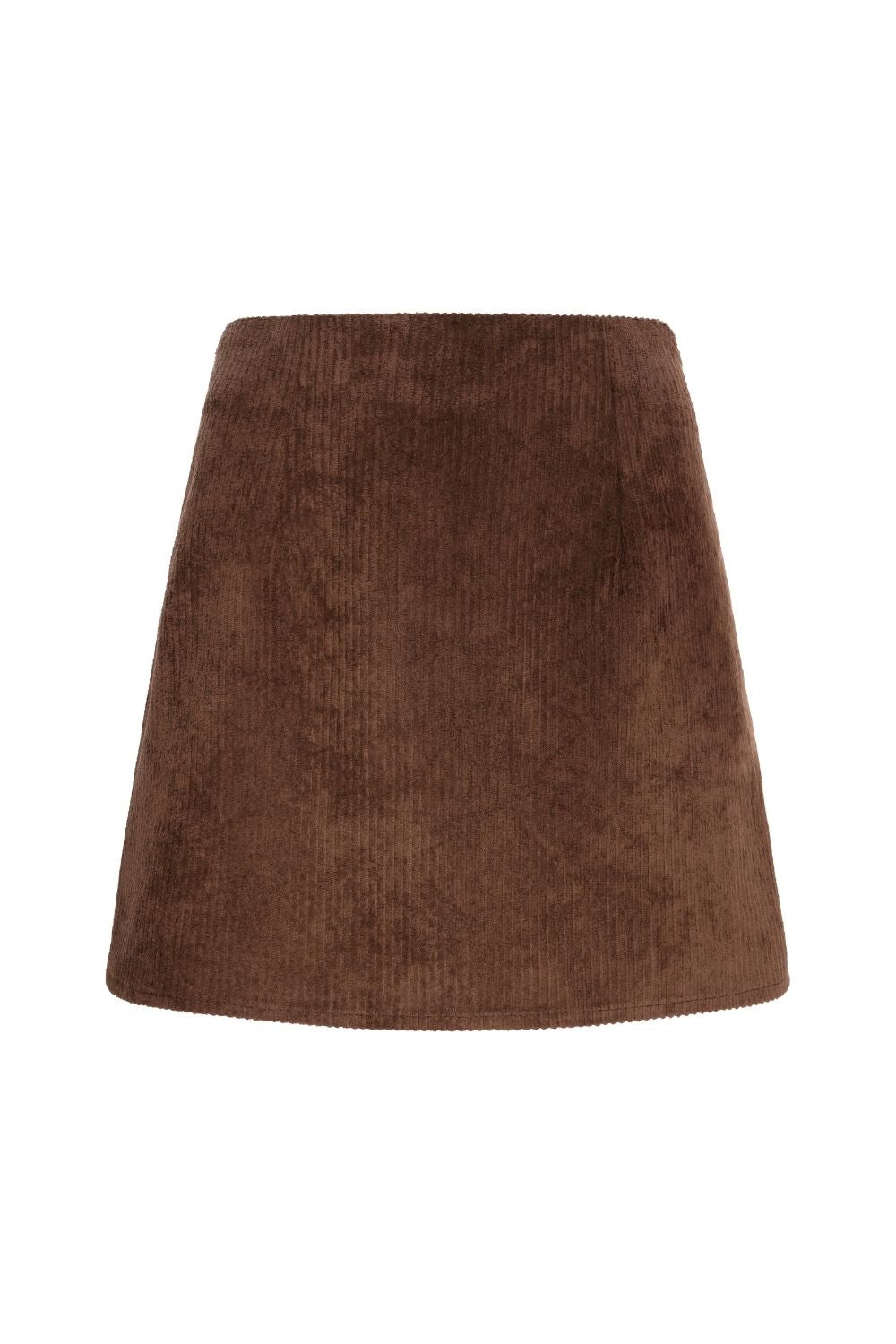Fitilli Kadife Mini Etek Kahve