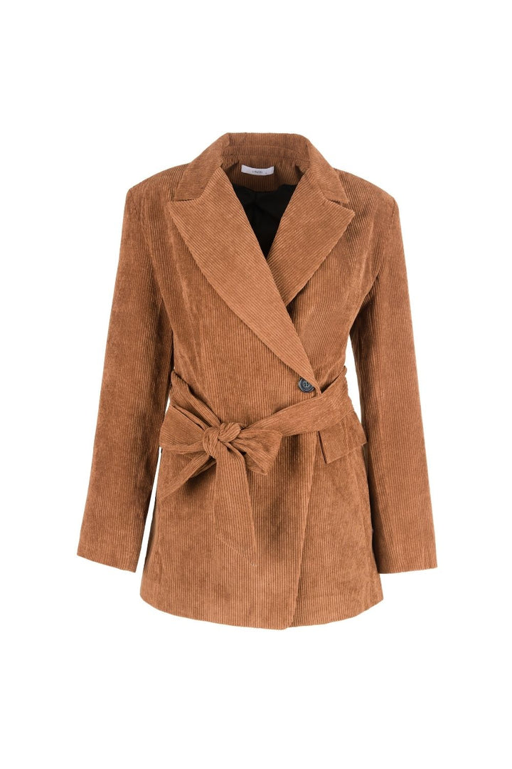 Fitilli Kadife Beli Kuşaklı Ceket