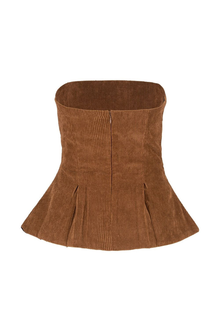 Fitilli Kadife Straplez Bluz