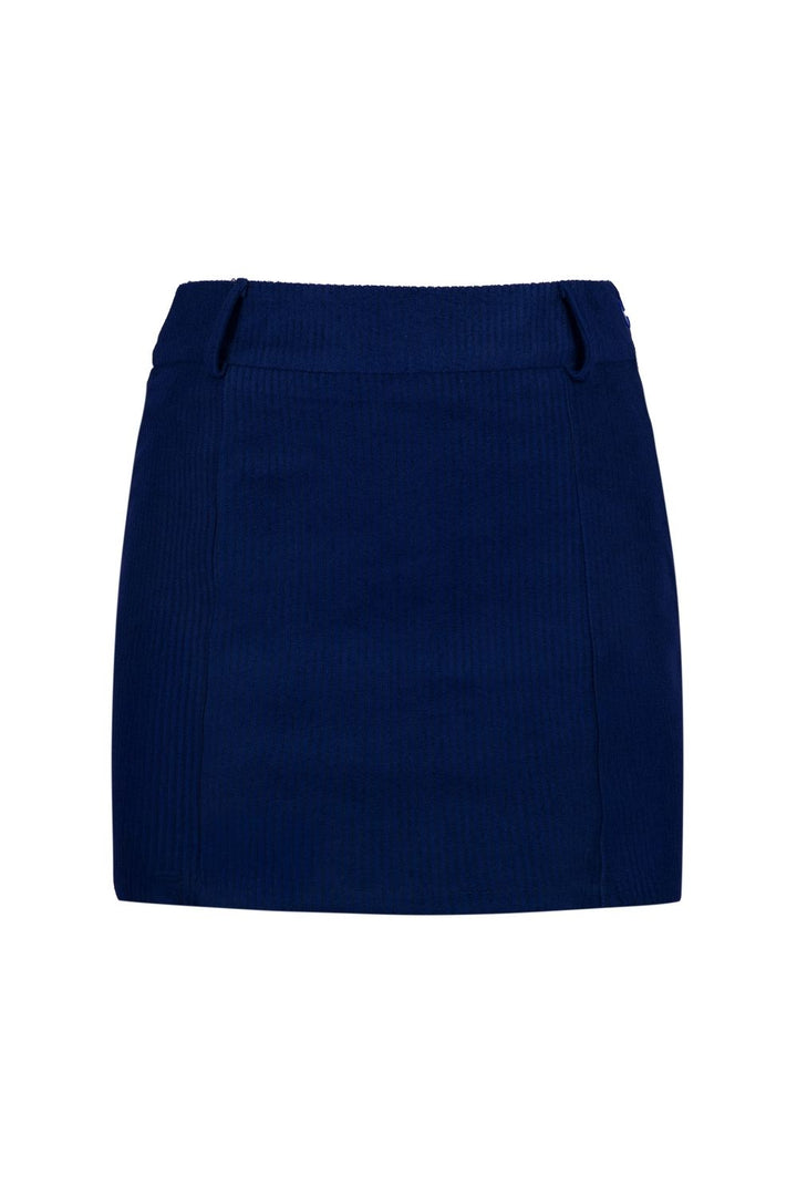 Fitilli Kadife Mini Lacivert Etek