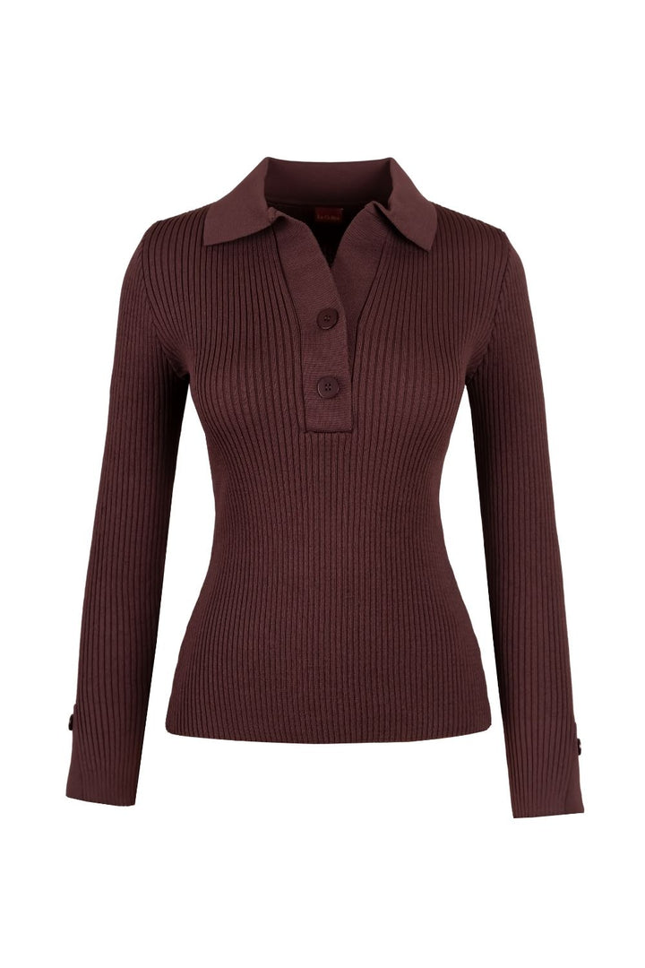 Polo Yaka Bordo Triko Kazak