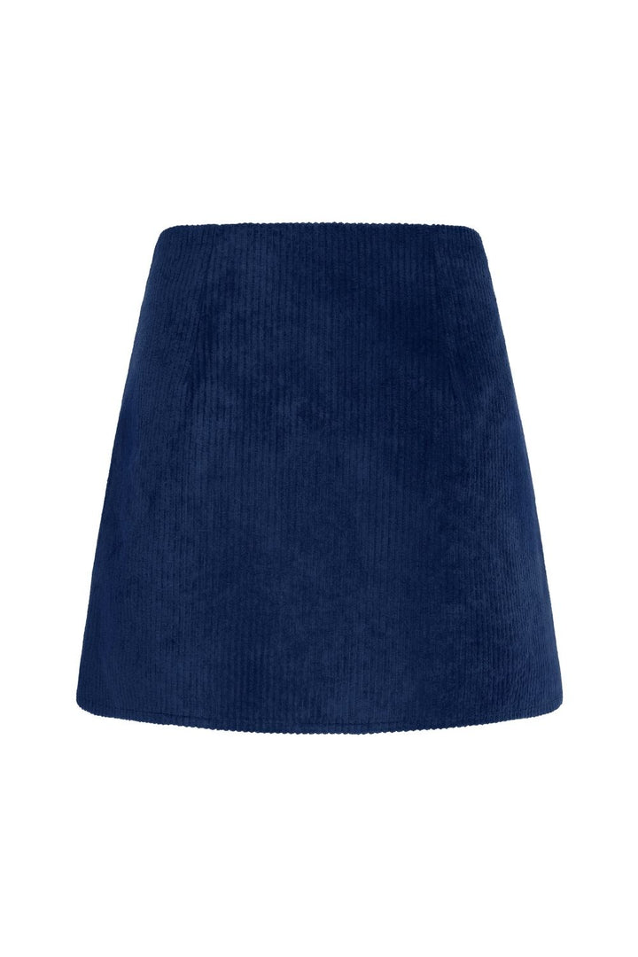 Fitilli Kadife Mini Etek Lacivert