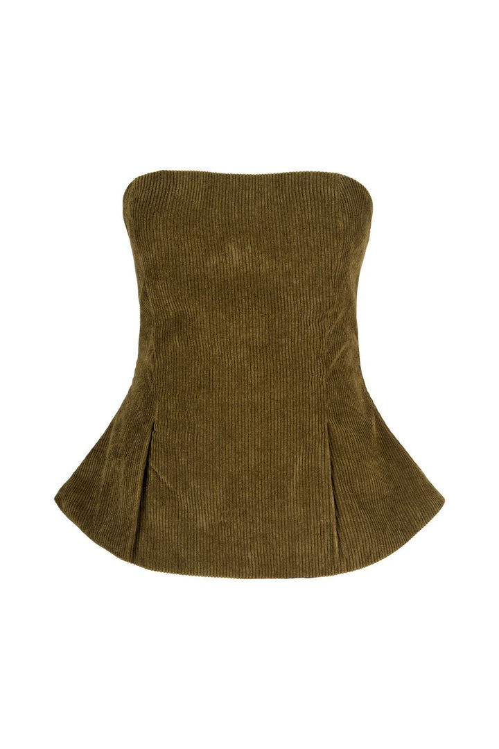 Fitilli Kadife Straplez Bluz