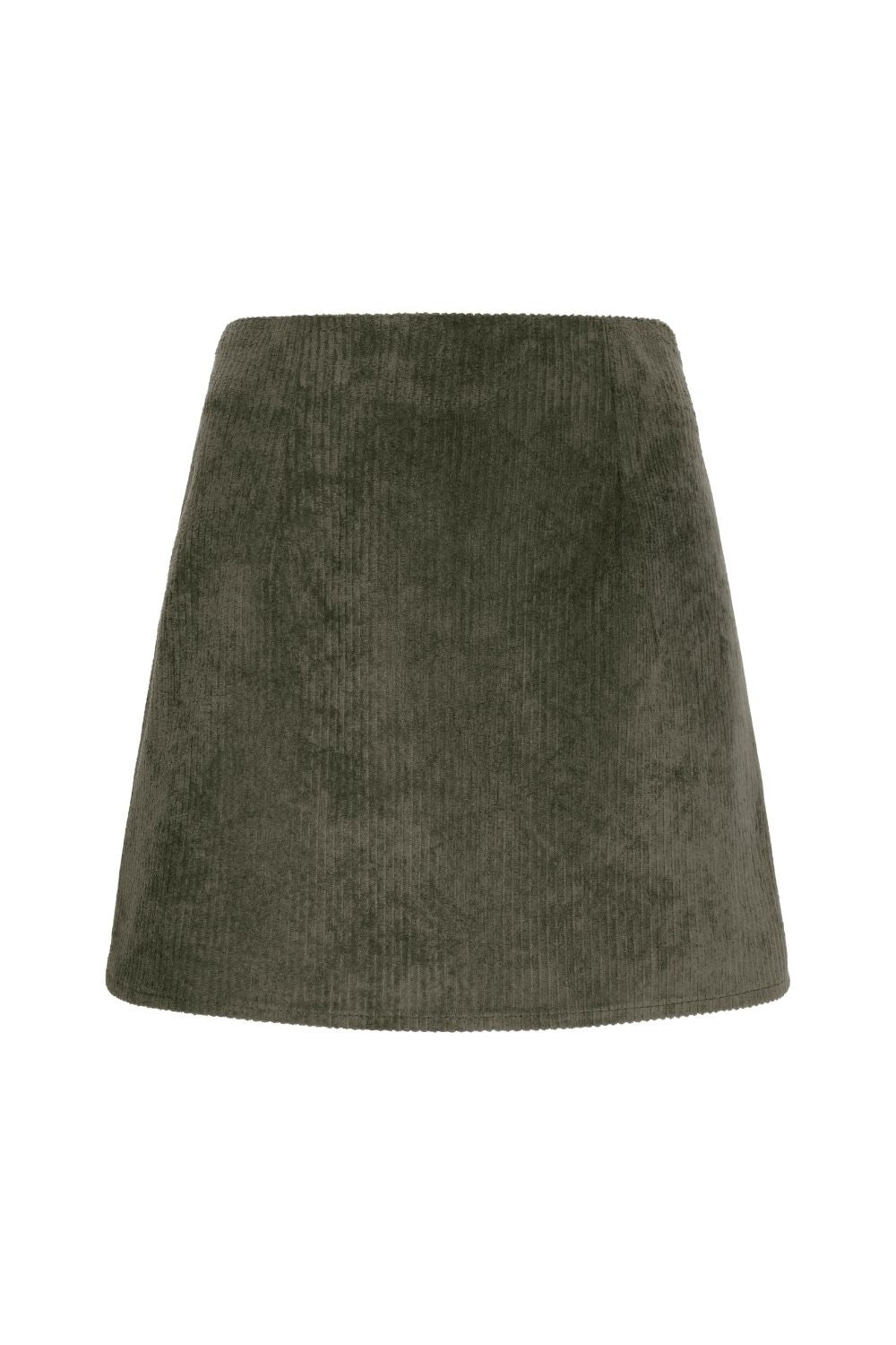 Fitilli Kadife Mini Etek Haki Yeşil