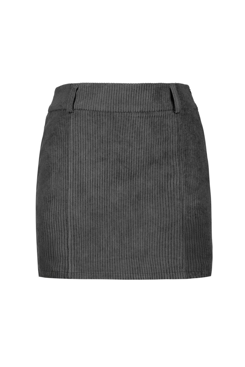 Fitilli Kadife Mini Gri Etek