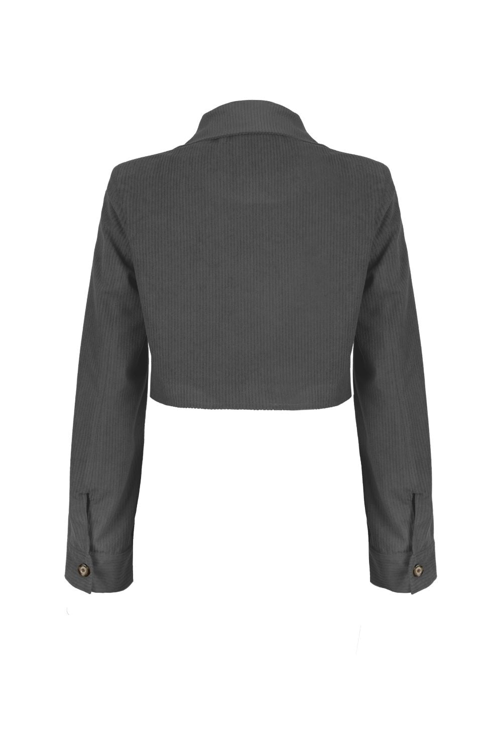 Kadife Crop Ceket Gri