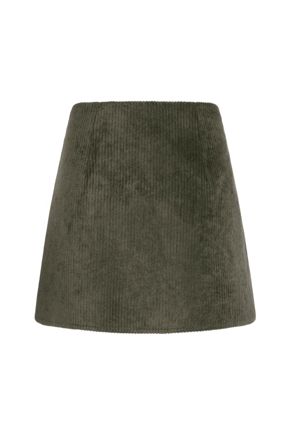 Fitilli Kadife Mini Etek Haki Yeşil