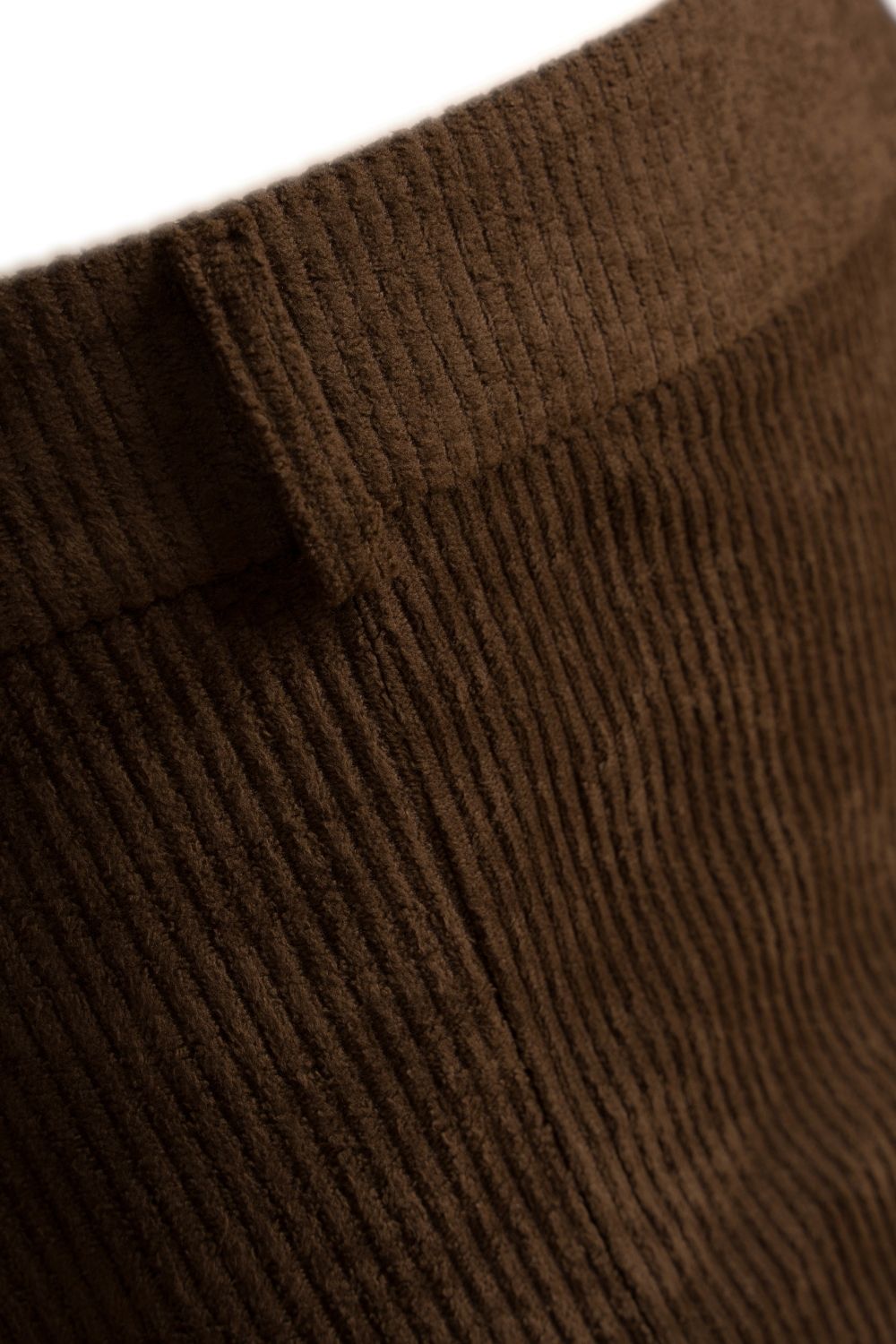 Fitilli Kadife Mini Kahverengi Etek