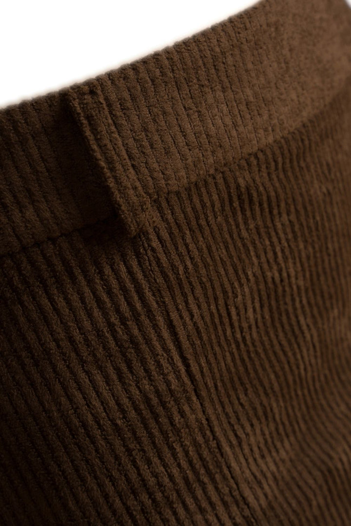 Fitilli Kadife Mini Kahverengi Etek