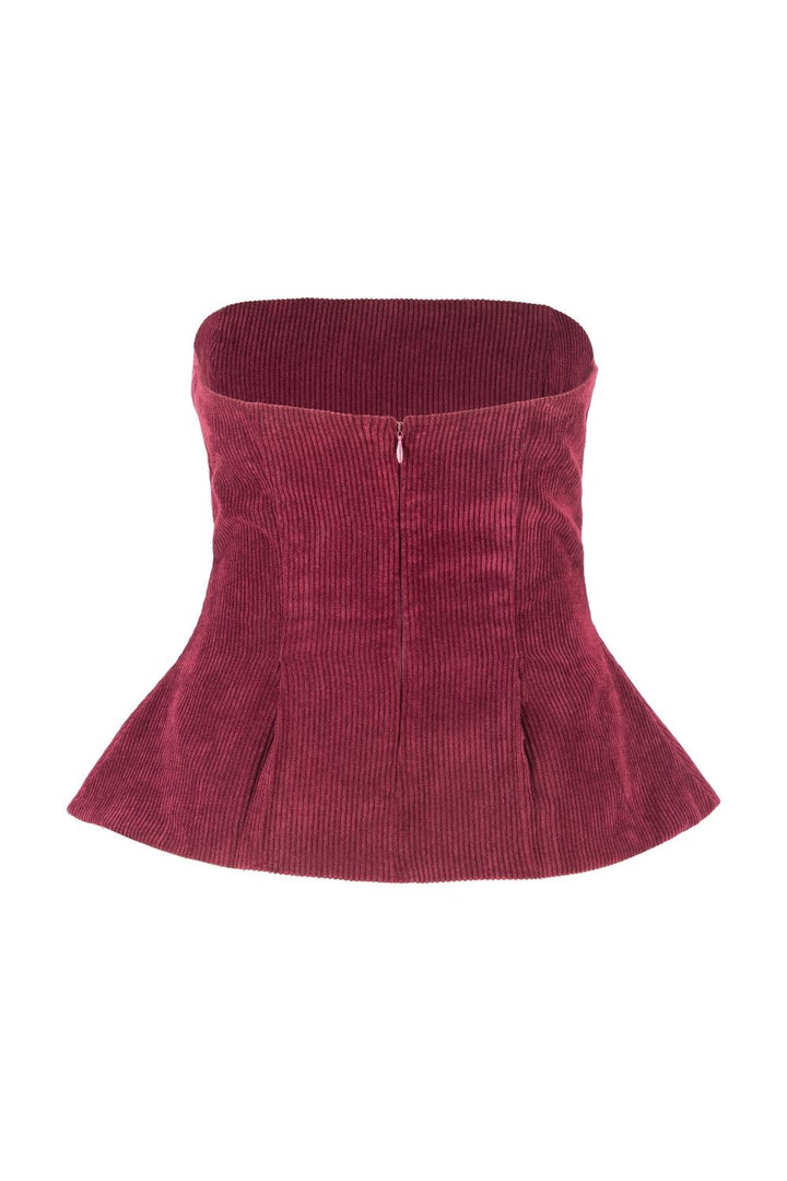 Fitilli Kadife Straplez Bluz