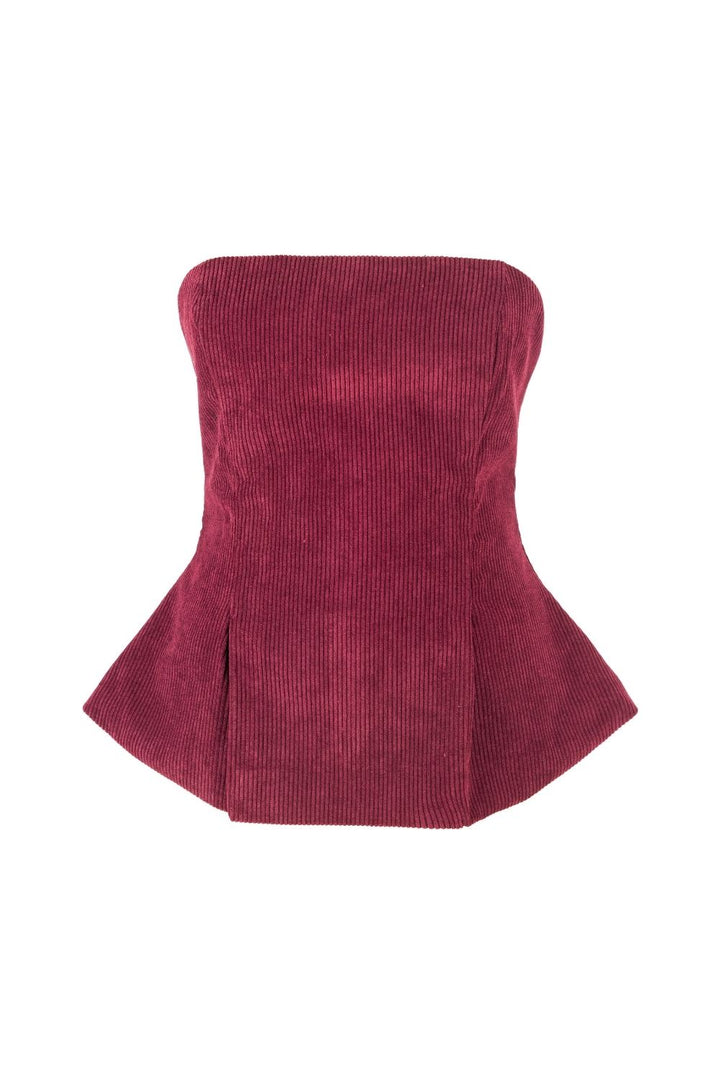 Fitilli Kadife Straplez Bluz