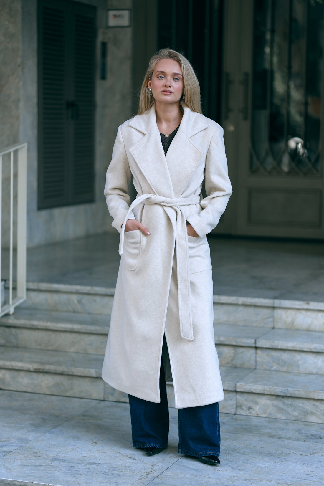 Kruvaze Kaşe Kaban Bej